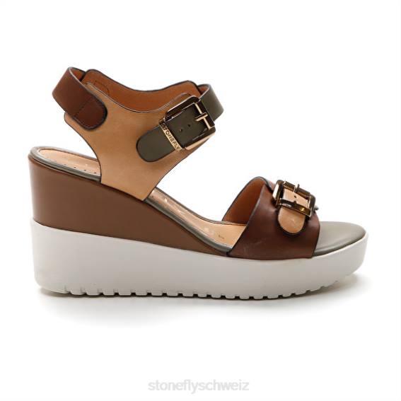 CH Stonefly Frauen 17 Kalbslederth Sandalen dunkelbraun/hellbraun/grün R4R0175
