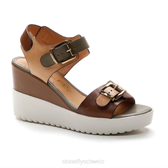 CH Stonefly Frauen 17 Kalbslederth Sandalen dunkelbraun/hellbraun/grün R4R0175