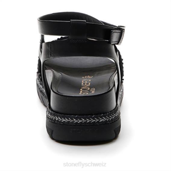 CH Stonefly Frauen Kerrie 3 Kalbsleder/geprägtes Leder Sandalen Schwarz R4R0173