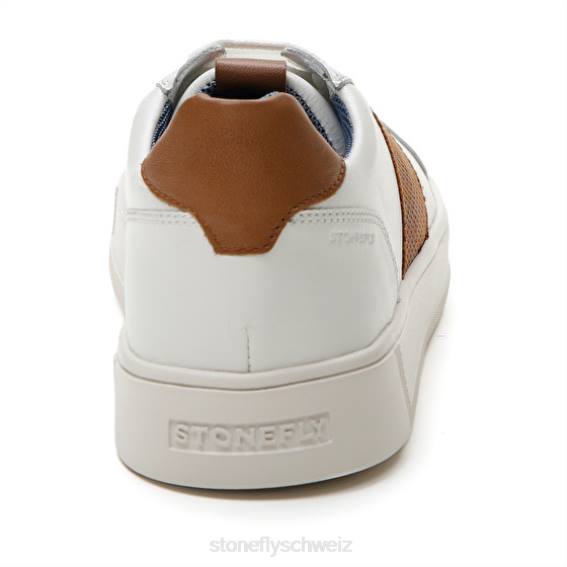 CH Stonefly Männer Power 1 Nappaleder/Print Kalbsleder Schuhe Braun weiß R4R0353