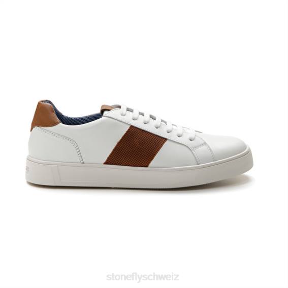 CH Stonefly Männer Power 1 Nappaleder/Print Kalbsleder Schuhe Braun weiß R4R0353